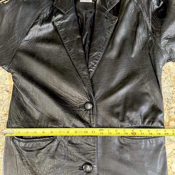Vintage Bloomingdale’s black soft buttery lambskin leather Sz S calf length coat - Picture 9 of 10